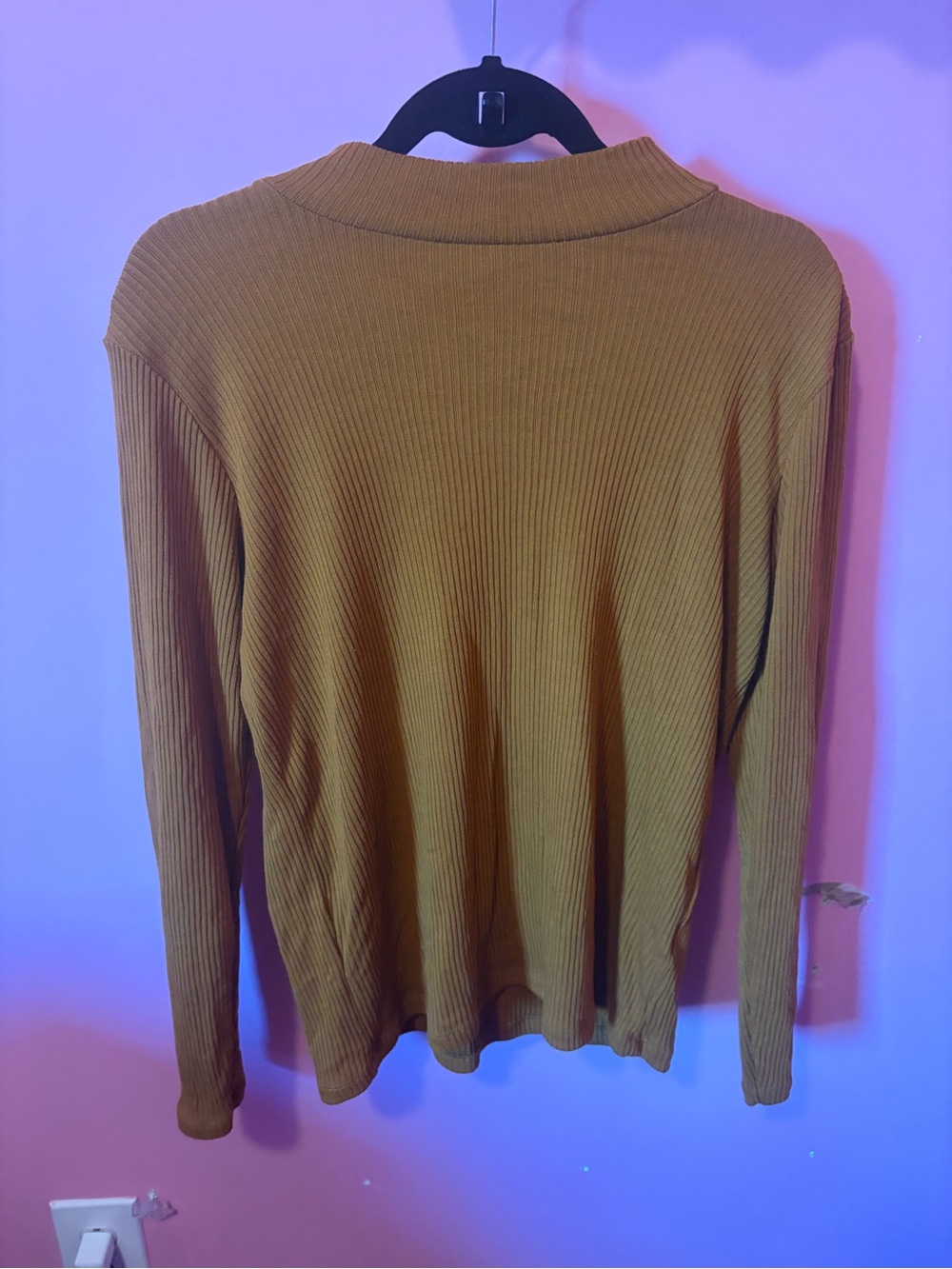 Uniqlo Ribbed Long Sleeve Top in Mustard Yellow XL